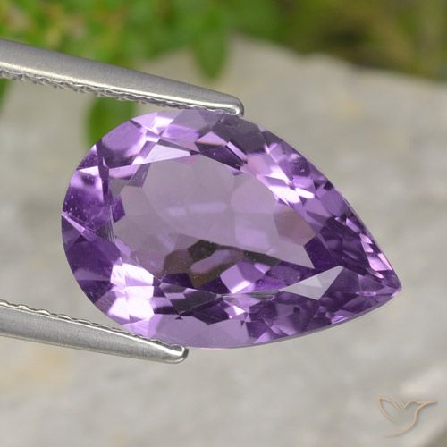 4.23ct Натуральный Средний фиолетовый Аметист, Форма груши, Чистота VVS