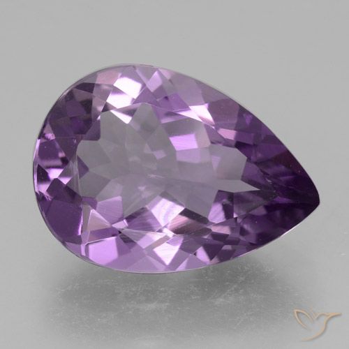 4.09ct Натуральный Средний фиолетовый Аметист, Форма груши, Чистота VVS