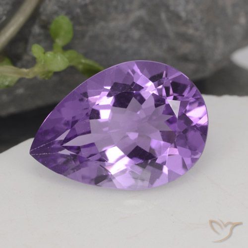 4.51ct Натуральный Средний фиолетовый Аметист, Форма груши, Чистота VVS
