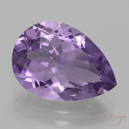 4.41ct Натуральный Светло-фиолетовый Аметист, Форма груши, Чистота VVS