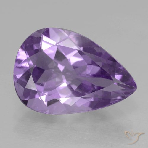 3.88ct Натуральный Темно-фиолетовый Аметист, Форма груши, Чистота VVS