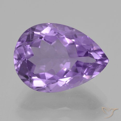 5.08ct Натуральный Средне-светло-фиолетовый Аметист, Форма груши, Чистота VVS