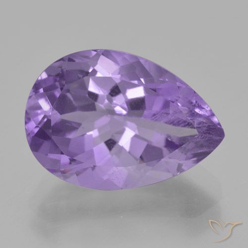 5.30ct Натуральный Средний фиолетовый Аметист, Форма груши, Чистота VS