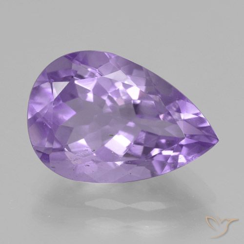 4.26ct Натуральный Средне-светло-фиолетовый Аметист, Форма груши, Чистота VVS