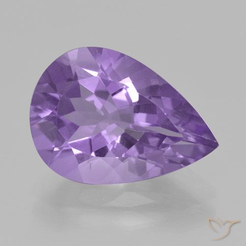3.88ct Натуральный Средний фиолетовый Аметист, Форма груши, Чистота VVS