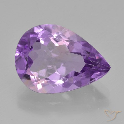 4.36ct Натуральный Средний фиолетовый Аметист, Форма груши, VVS-VS