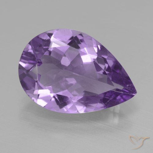 3.88ct Натуральный Средний фиолетовый Аметист, Форма груши, Чистота VVS