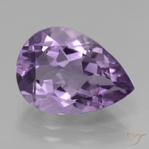 4.83ct Натуральный Средний фиолетовый Аметист, Форма груши, Чистота VVS