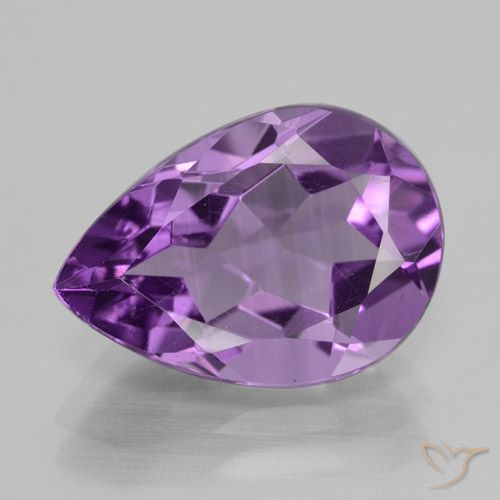 4.61ct Натуральный Розовато-фиолетовый Аметист, Форма груши, Чистота VVS, Photo A