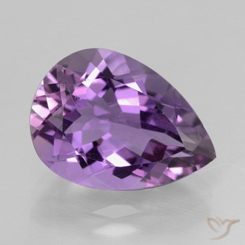 4.85ct Натуральный Розовато-фиолетовый Аметист, Форма груши, Чистота VVS