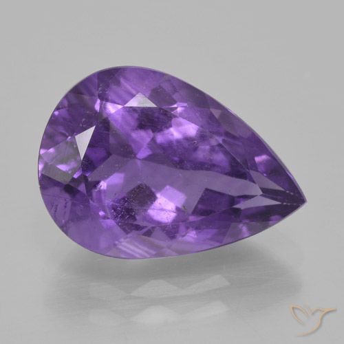 4.54ct Натуральный Средний фиолетовый Аметист, Форма груши, Чистота VS