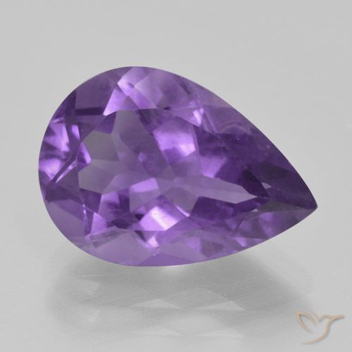 4.38ct Натуральный Средний фиолетовый Аметист, Форма груши, Чистота VS