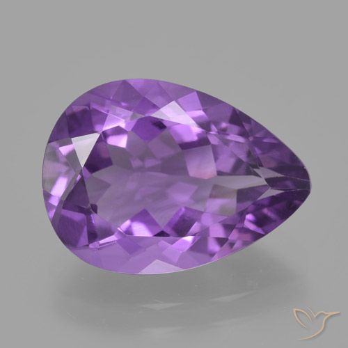 4.59ct Натуральный Ярко-фиолетовый Аметист, Форма груши, Чистота VVS