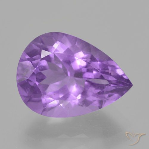 4.81ct Натуральный Пурпурно-фиолетовый Аметист, Форма груши, Чистота VS