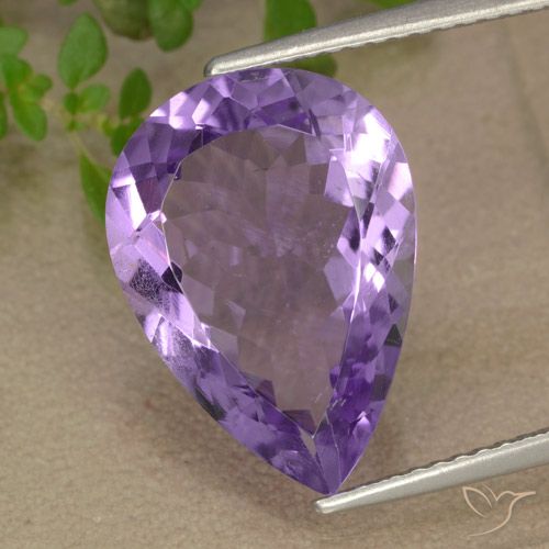 6.41ct Натуральный Средний фиолетовый Аметист, Форма груши, Чистота VS