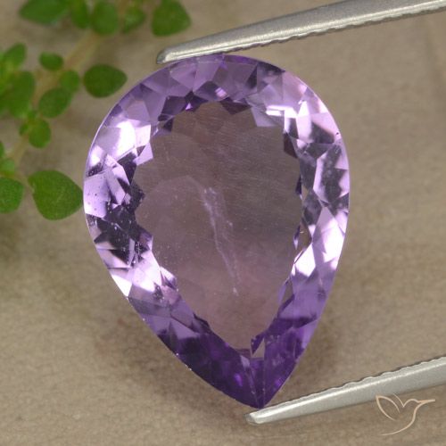 5.84ct Натуральный Средне-светлый пурпурно-фиолетовый Аметист, Форма груши, Чистота VS