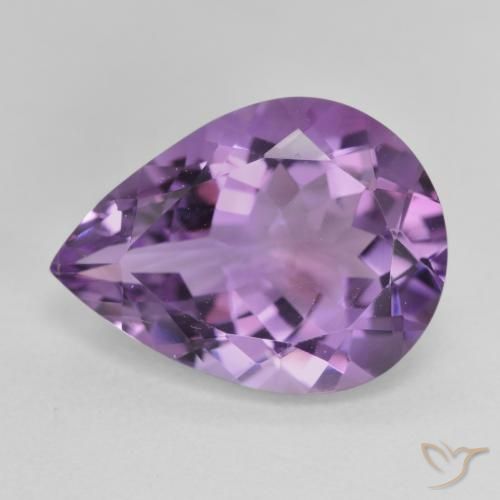 6.68ct Натуральный Medium Light Purplish-Violet Аметист, Форма груши, VVS-VS