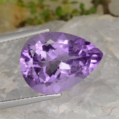 7.21ct Натуральный Средний фиолетовый Аметист, Форма груши, Чистота VS