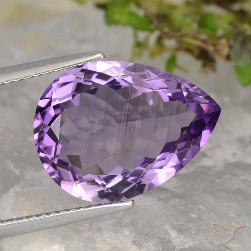 7.48ct Натуральный Средне-светлый пурпурно-фиолетовый Аметист, Форма груши, VVS-VS