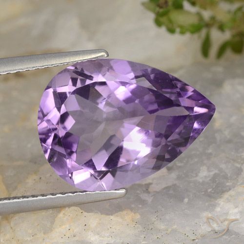 6.77ct Натуральный Пурпурно-фиолетовый Аметист, Форма груши, Чистота VS
