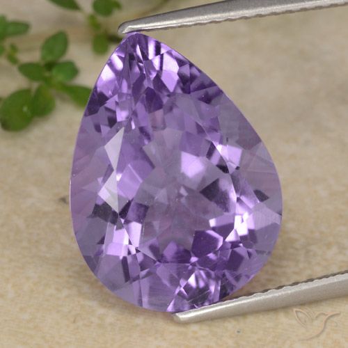 7.18ct Натуральный Средний фиолетовый Аметист, Форма груши, Чистота VS