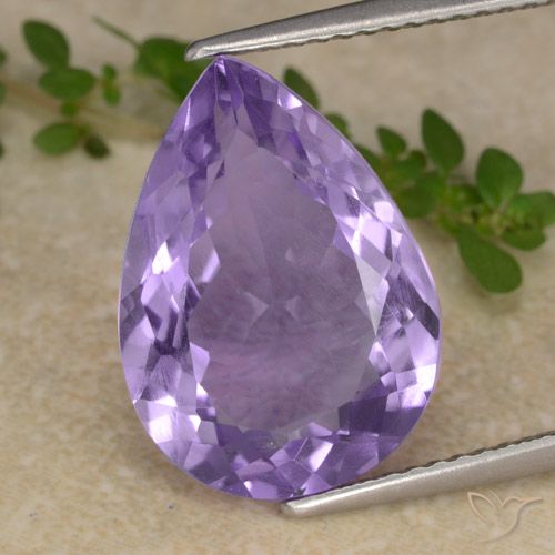 6.59ct Натуральный Средний фиолетовый Аметист, Форма груши, Чистота VS