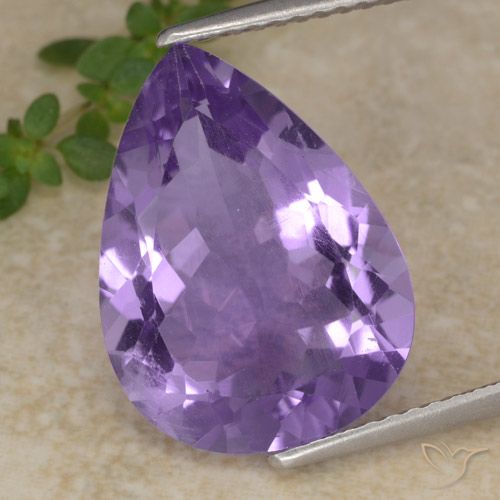 6.51ct Натуральный Баклажан Фиолетовый Аметист, Форма груши, Чистота VS