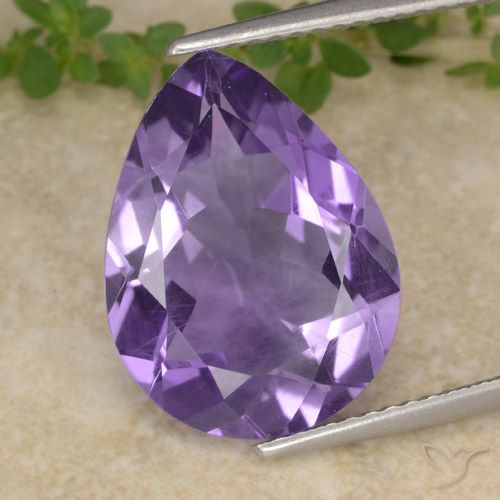 6.19ct Натуральный Средний фиолетовый Аметист, Форма груши, Чистота VS