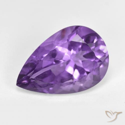 5.25ct Натуральный Средний фиолетовый Аметист, Форма груши, Чистота VS