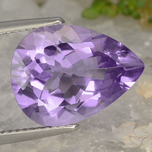 6.43ct Натуральный Средний фиолетовый Аметист, Форма груши, VVS-VS