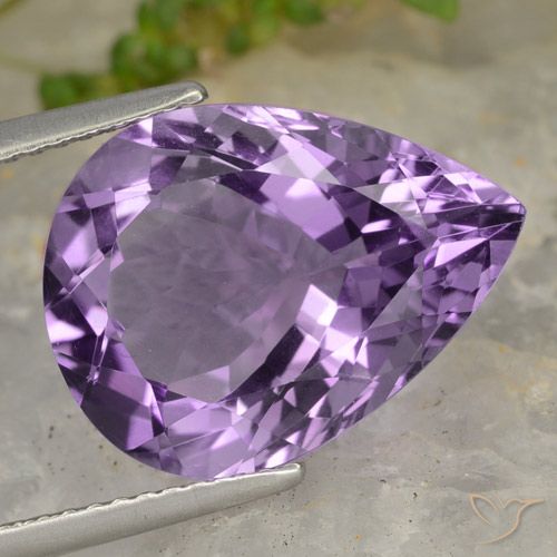 7.60ct Натуральный Средне-светлый пурпурно-фиолетовый Аметист, Форма груши, VVS-VS