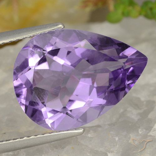 6.32ct Натуральный Средне-светлый пурпурно-фиолетовый Аметист, Форма груши, VVS-VS