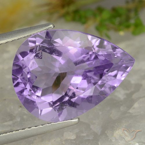 7.68ct Натуральный Светло-фиолетовый Аметист, Форма груши, VVS-VS