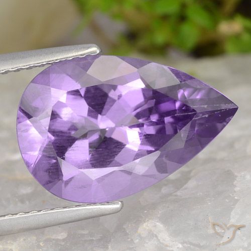 4.57ct Натуральный Розовато-фиолетовый Аметист, Форма груши, Чистота VS