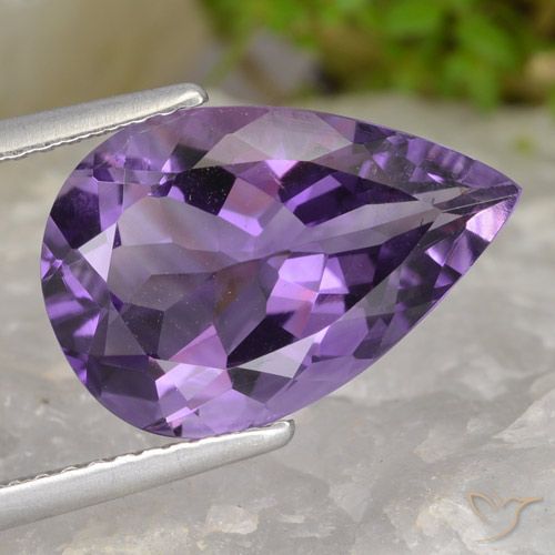 4.52ct Натуральный Средний фиолетовый Аметист, Форма груши, VVS-VS