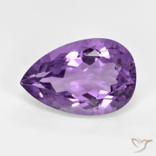 5.43ct Натуральный Средний фиолетовый Аметист, Форма груши, Чистота VS
