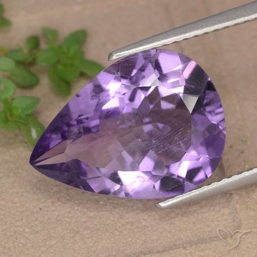 5.97ct Натуральный Пурпурно-фиолетовый Аметист, Форма груши, VVS-VS, Photo A