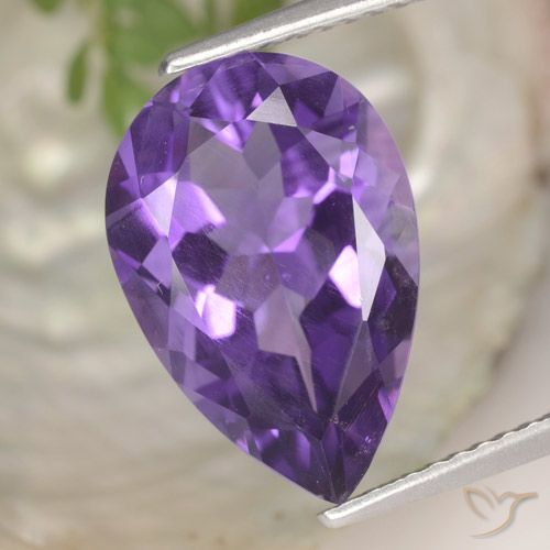 4.72ct Натуральный Темно-фиолетовый Аметист, Форма груши, Чистота VS
