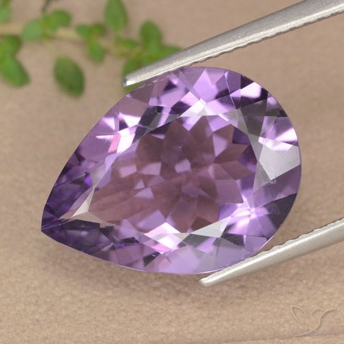 6.18ct Натуральный Средний фиолетово-розовый Аметист, Форма груши, Чистота VS