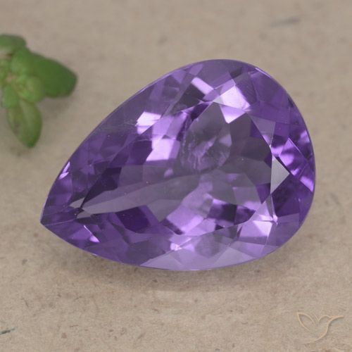 6.50ct Натуральный Средний фиолетовый Аметист, Форма груши, Чистота VS