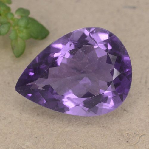 6.77ct Натуральный Пурпурно-фиолетовый Аметист, Форма груши, Чистота VS