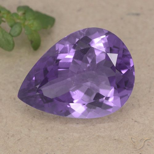 6.17ct Натуральный Темно-фиолетовый Аметист, Форма груши, Чистота VS