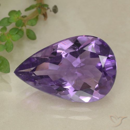 4.03ct Натуральный Средний фиолетовый Аметист, Форма груши, Чистота VS