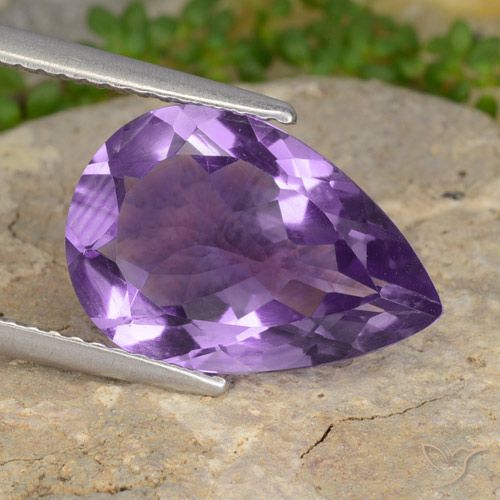 4.52ct Натуральный Средний фиолетовый Аметист, Форма груши, VVS-VS