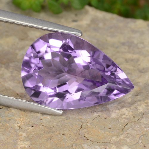 6.34ct Натуральный Средний фиолетовый Аметист, Форма груши, VVS-VS