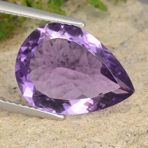 5.73ct Натуральный Розовато-фиолетовый Аметист, Форма груши, VVS-VS