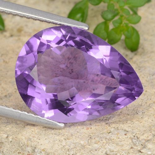 6.86ct Натуральный Темно-фиолетовый Аметист, Форма груши, VVS-VS