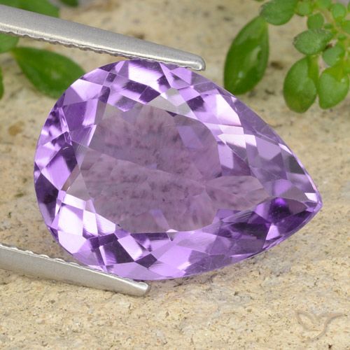 6.43ct Натуральный Средний фиолетовый Аметист, Форма груши, VVS-VS