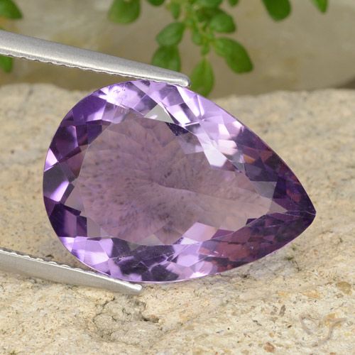 7.66ct Натуральный Средне-светлый пурпурно-фиолетовый Аметист, Форма груши, Чистота VS
