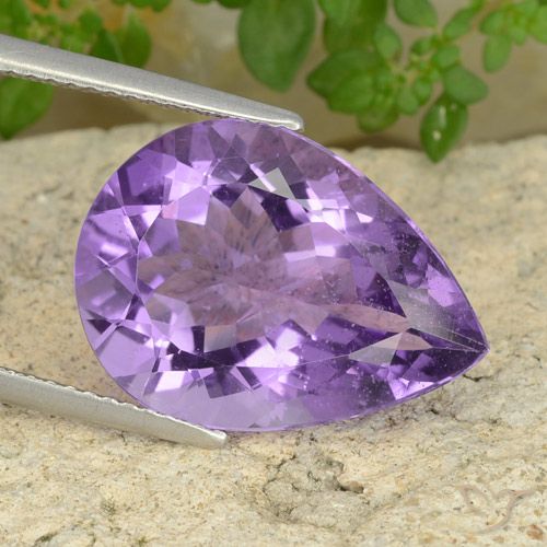 8.80ct Натуральный Средний фиолетовый Аметист, Форма груши, Чистота VS